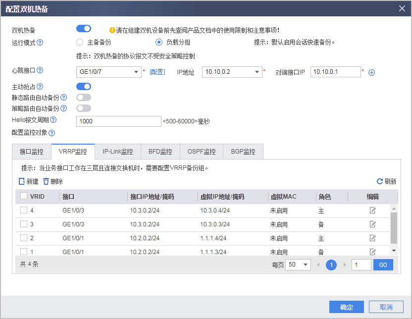 Web举例：防火墙直路部署，上下行连接交换机的负载分担组网