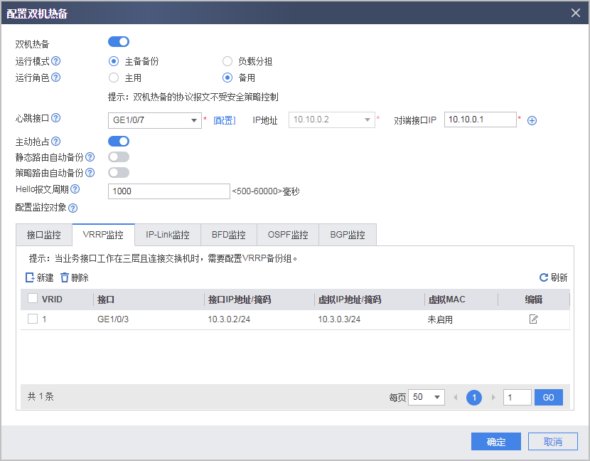 Web举例：防火墙直路部署，上行连接路由器（OSPF），下行连接交换机的主备备份组网
