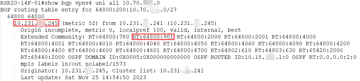 案例1 RSR20-X MPLS VPN场景 vrf路由学不到