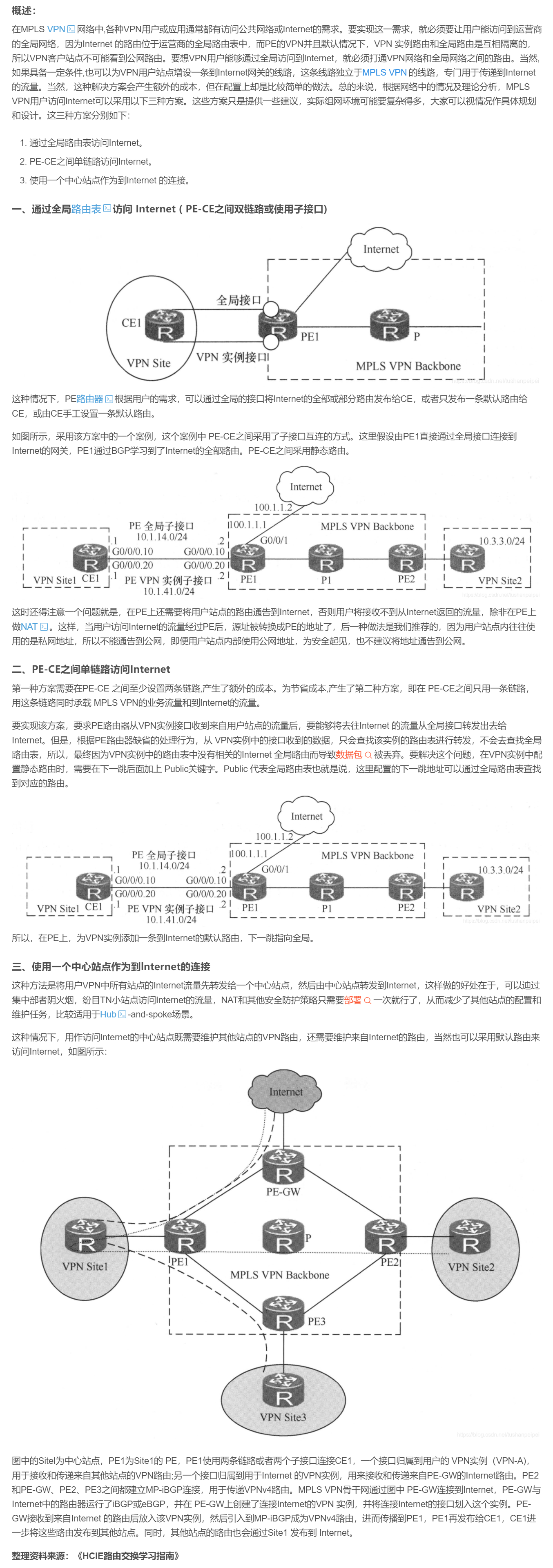【转载】HCIE R&S 备考笔记  MPLS virtual private network Internet接入