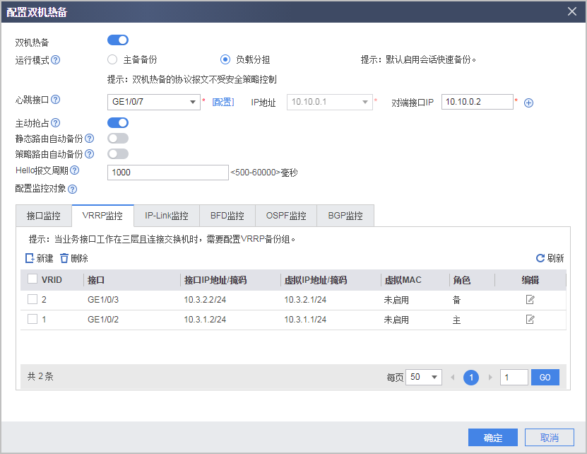 华为防火墙-Web举例:虚拟系统双机热备(负载分担),防火墙上行连接路由器,下行多个虚拟系统连接不同子网,上行共用根系统出口